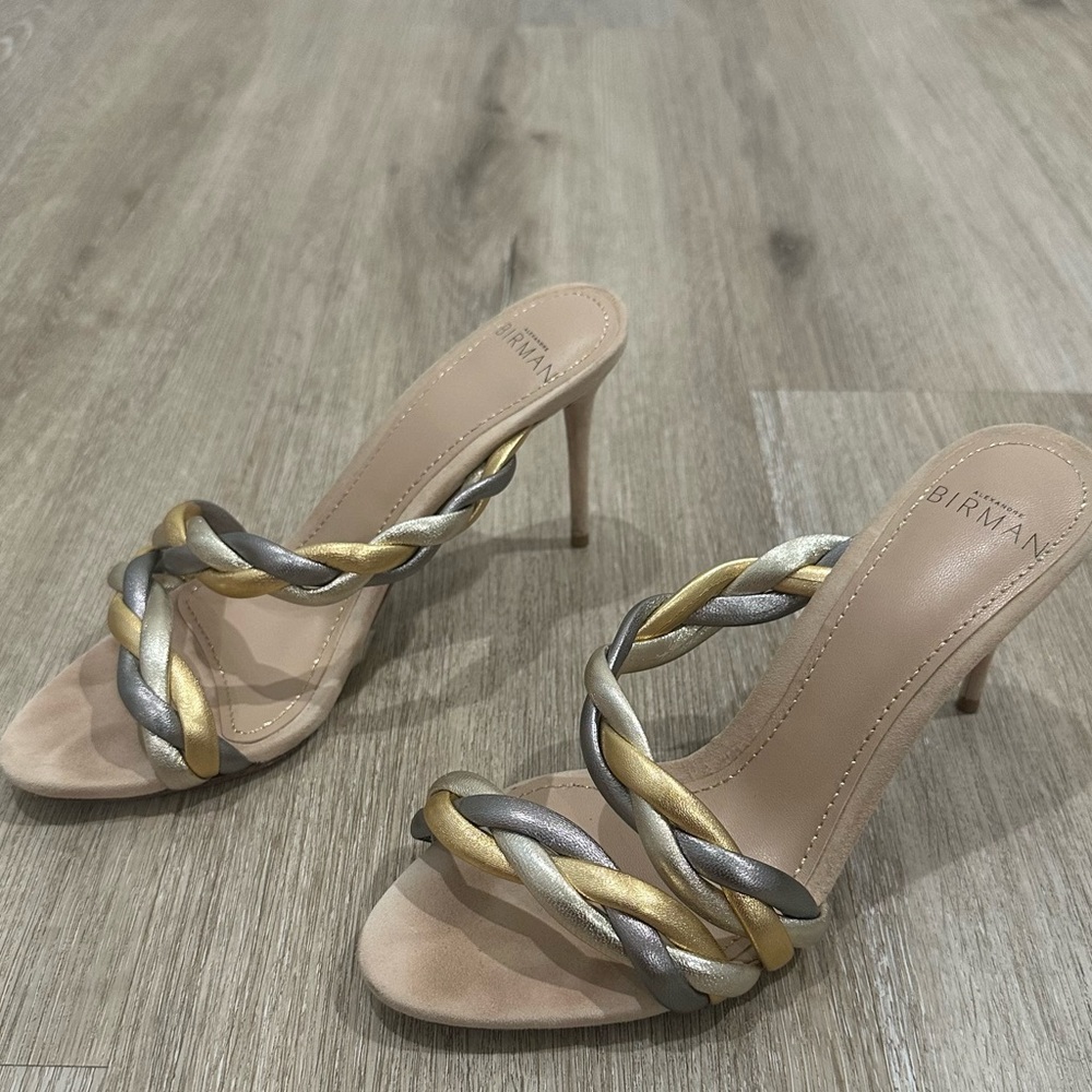 Alexandre Birman Selena Metallic Leather Mules